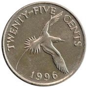 25 Cents - Elizabeth II 3rd portrait, United Kingdom, 1986-1998 reverse image