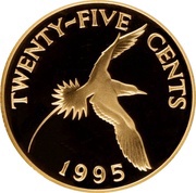 25 Cents - Elizabeth II Gold Proof Issue, United Kingdom, 1995 reverse image