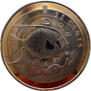 25 Cents - Elizabeth II Blue Angel Fish reverse image