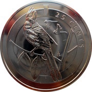 25 Cents - Elizabeth II Red Cardinal, United Kingdom, 2016 reverse image