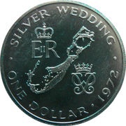 1 Dollar - Elizabeth II Silver Wedding, United Kingdom, 1972 reverse image