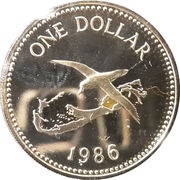 1 Dollar - Elizabeth II 3rd portrait, United Kingdom, 1986 reverse image