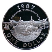 1 Dollar - Elizabeth II Commercial Aviation; Silver Proof Issue, United Kingdom, 1987 reverse image