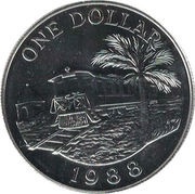1 Dollar - Elizabeth II Railroad; Silver Proof Issue, United Kingdom, 1988 reverse image