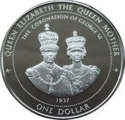 1 Dollar - Elizabeth II Coronation of King George VI; Silver Proof Issue, United Kingdom, 1996 reverse image