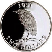 2 Dollars - Elizabeth II Yellow-crowned Night Heron reverse image