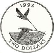 2 Dollars - Elizabeth II White-tailed Tropicbird, United Kingdom, 1993 reverse image