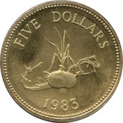 5 Dollars - Elizabeth II 2nd portrait, United Kingdom, 1983 reverse image