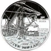 5 Dollars - Elizabeth II Sea Venture Wreck, United Kingdom, 1987 reverse image