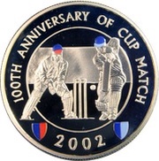 5 Dollars - Elizabeth II Cricket, United Kingdom, 2002 reverse image