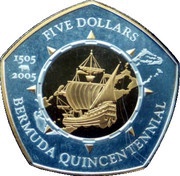 5 Dollars - Elizabeth II Bermuda Quincentennial, United Kingdom, 2005 reverse image