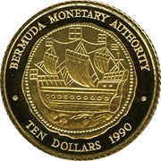 10 Dollars - Elizabeth II Galleon ship reverse image