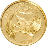 10 Dollars - Elizabeth II, United Kingdom, 1992 reverse image