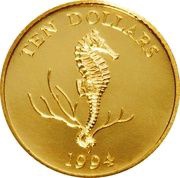 10 Dollars - Elizabeth II Seahorse, United Kingdom, 1994 reverse image