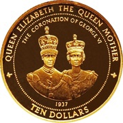 10 Dollars - Elizabeth II Coronation, United Kingdom, 1996 reverse image