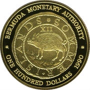 100 Dollars - Elizabeth II Wild Pig, United Kingdom, 1990 reverse image
