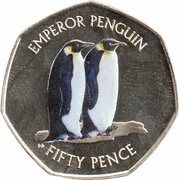 50 Pence - Elizabeth II Emperor penguin; Coloured, United Kingdom, 2019 reverse image