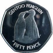 50 Pence - Elizabeth II Gentoo penguin, United Kingdom, 2019 reverse image