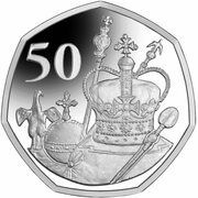 50 Pence - Elizabeth II The Crown Jewels; Silver, United Kingdom, 2021 reverse image