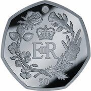50 Pence - Elizabeth II Platinum Jubilee; Silver, United Kingdom, 2022 reverse image