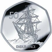 50 Pence - Elizabeth II Endurance; Silver, United Kingdom, 2022 reverse image