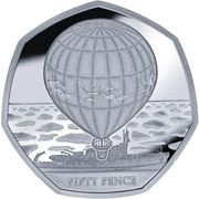 50 Pence - Elizabeth II Jacques-Yves Cousteau; Silver, United Kingdom, 2022 reverse image