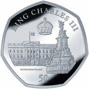 50 Pence - Charles III Buckingham Palace; Silver, United Kingdom, 2023 reverse image