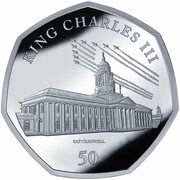 50 Pence - Charles III RAF Cranwell; Silver, United Kingdom, 2023 reverse image