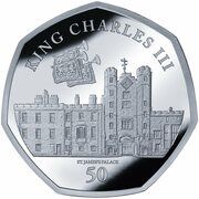 50 Pence - Charles III Saint James's Palace; Silver, United Kingdom, 2023 reverse image