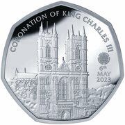 50 Pence - Charles III Westminster Abbey; Silver, United Kingdom, 2023 reverse image