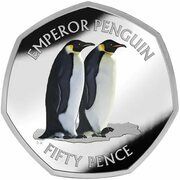 50 Pence - Charles III Emperor penguin; Coloured, United Kingdom, 2023 reverse image