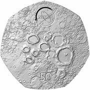 50 Pence - Charles III Lunar south pole, United Kingdom, 2023 reverse image