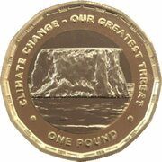 1 Pound - Elizabeth II Climate change reverse image
