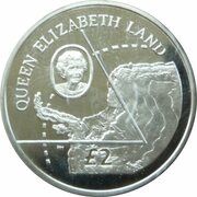 2 Pounds - Elizabeth II Queen Elizabeth Land; Silver, United Kingdom, 2013 reverse image