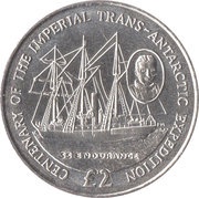 2 Pounds - Elizabeth II Endurance departing British waters, United Kingdom, 2014 reverse image