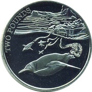 2 Pounds - Elizabeth II The emperor penguin, United Kingdom, 2016 reverse image