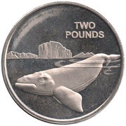 2 Pounds - Elizabeth II Southern right whale, United Kingdom, 2017 reverse image