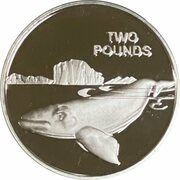2 Pounds - Elizabeth II Southern right whale; Silver, United Kingdom, 2017 reverse image