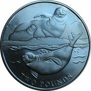 2 Pounds - Elizabeth II Crabeater seal; Titanium reverse image