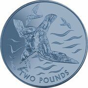 2 Pounds - Elizabeth II Blue petrel; Titanium reverse image
