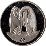 2 Pounds - Elizabeth II Emperor penguin, United Kingdom, 2019 reverse image