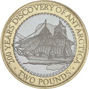 2 Pounds - Elizabeth II Discovery of Antarctica, United Kingdom, 2020 reverse image