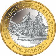 2 Pounds - Elizabeth II Discovery of Antarctica; Silver, United Kingdom, 2020 reverse image