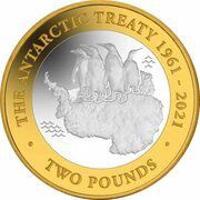 2 Pounds - Elizabeth II Antarctic Treaty; Silver, United Kingdom, 2021 reverse image
