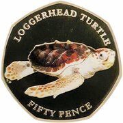 50 Pence - Elizabeth II Loggerhead turtle, United Kingdom, 2019 reverse image