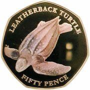 50 Pence - Elizabeth II Leatherback turtle, United Kingdom, 2019 reverse image
