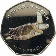 50 Pence - Elizabeth II Olive ridley turtle, United Kingdom, 2019 reverse image