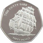 50 Pence - Elizabeth II The Cutty Sark; Silver, United Kingdom, 2020 reverse image