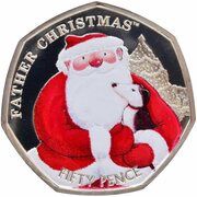 50 Pence - Elizabeth II Father Christmas; Silver, United Kingdom, 2021 reverse image