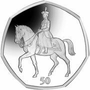 50 Pence - Elizabeth II Trooping the Colour; Silver, United Kingdom, 2021 reverse image